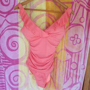 Ralph Lauren Beach Club Solids coral swimsuit